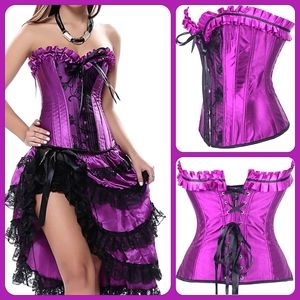 🎄3/$15 NWT Purple/Black Ruffled Lace-up Corset